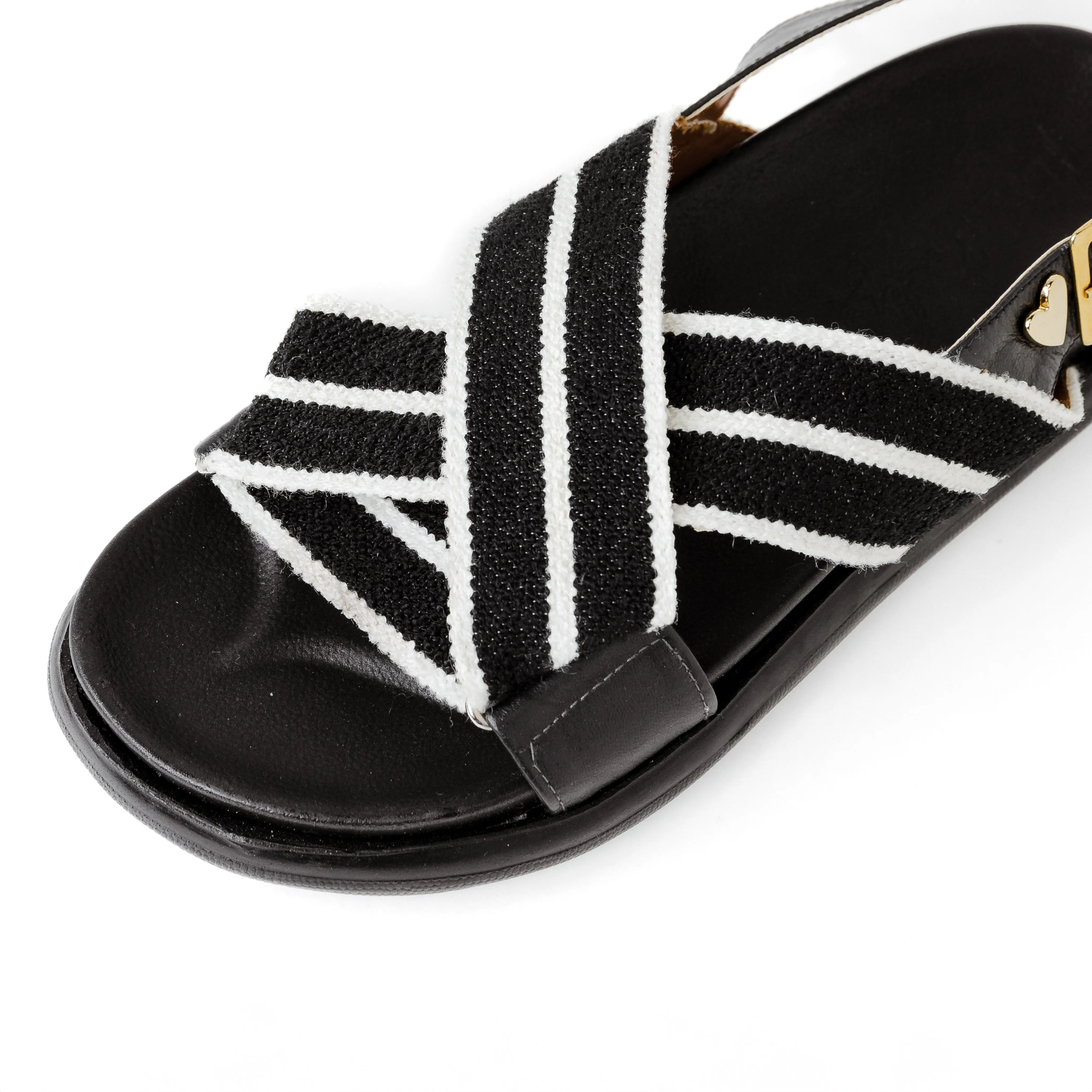 Alhana Stripes Sandals - Black