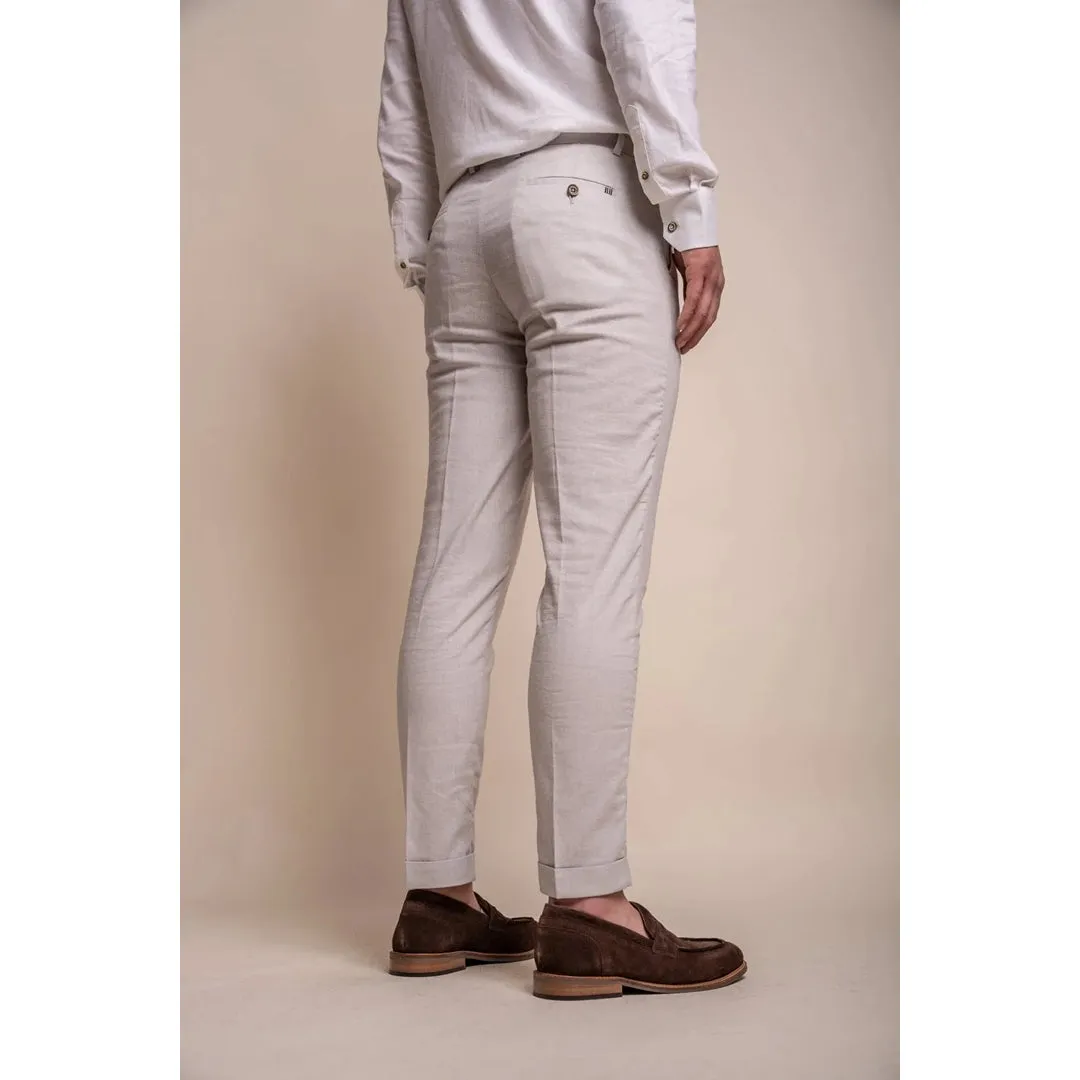 Alvari - Men's Grey Linen Summer Trouser