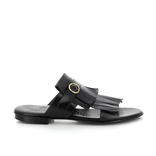 Antichi Romani 906 Nero Black Fringe Slides