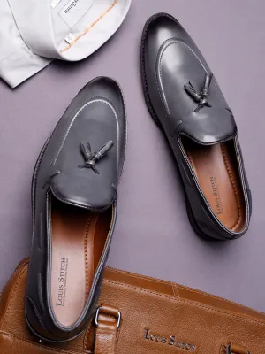 Ash Grey Handcrafted Tassel Moccasins Slipons