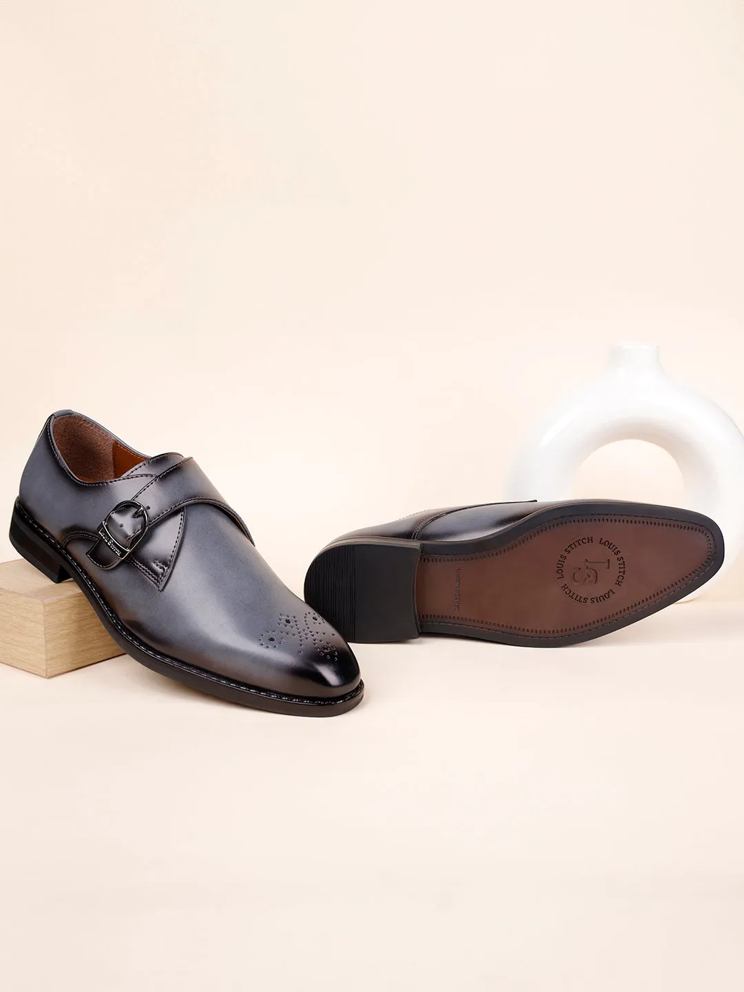 Ash Grey Monks Slipons for Men