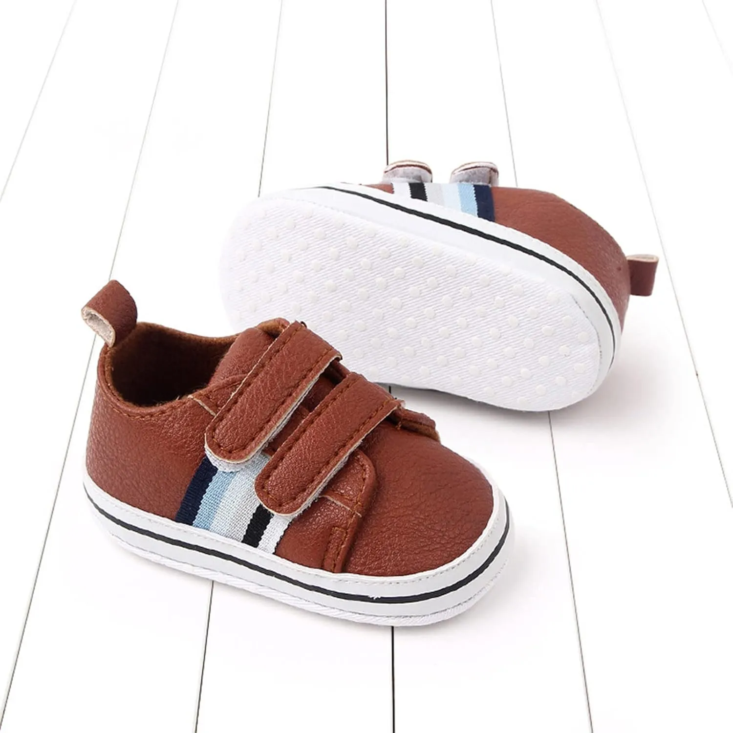 Baby Boys Girls Double Strap Leather Prewalker Sneakers Toddler Infant Anti-Slip Soft Lightweight Sprinkles Women Shoes