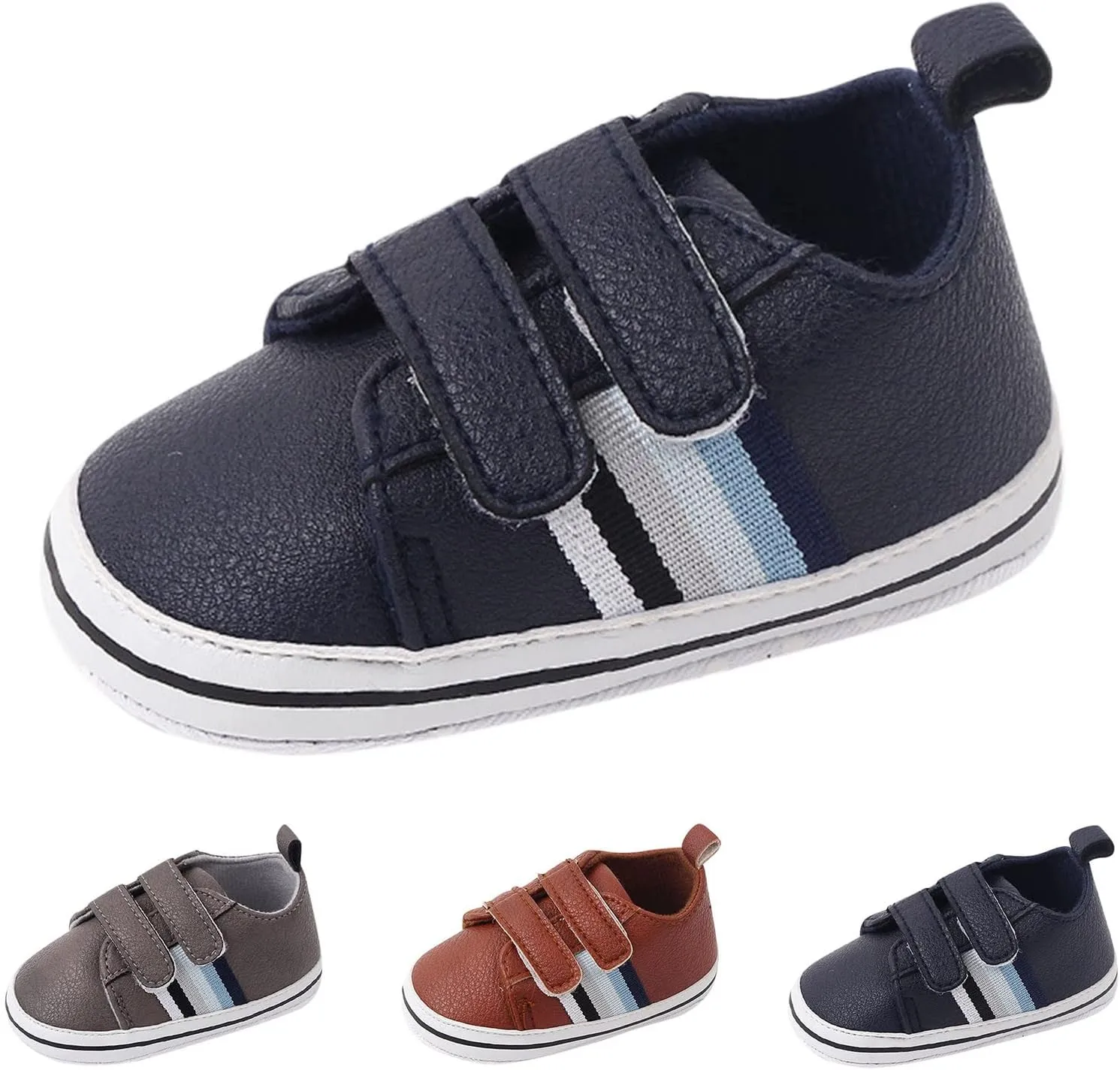 Baby Boys Girls Double Strap Leather Prewalker Sneakers Toddler Infant Anti-Slip Soft Lightweight Sprinkles Women Shoes