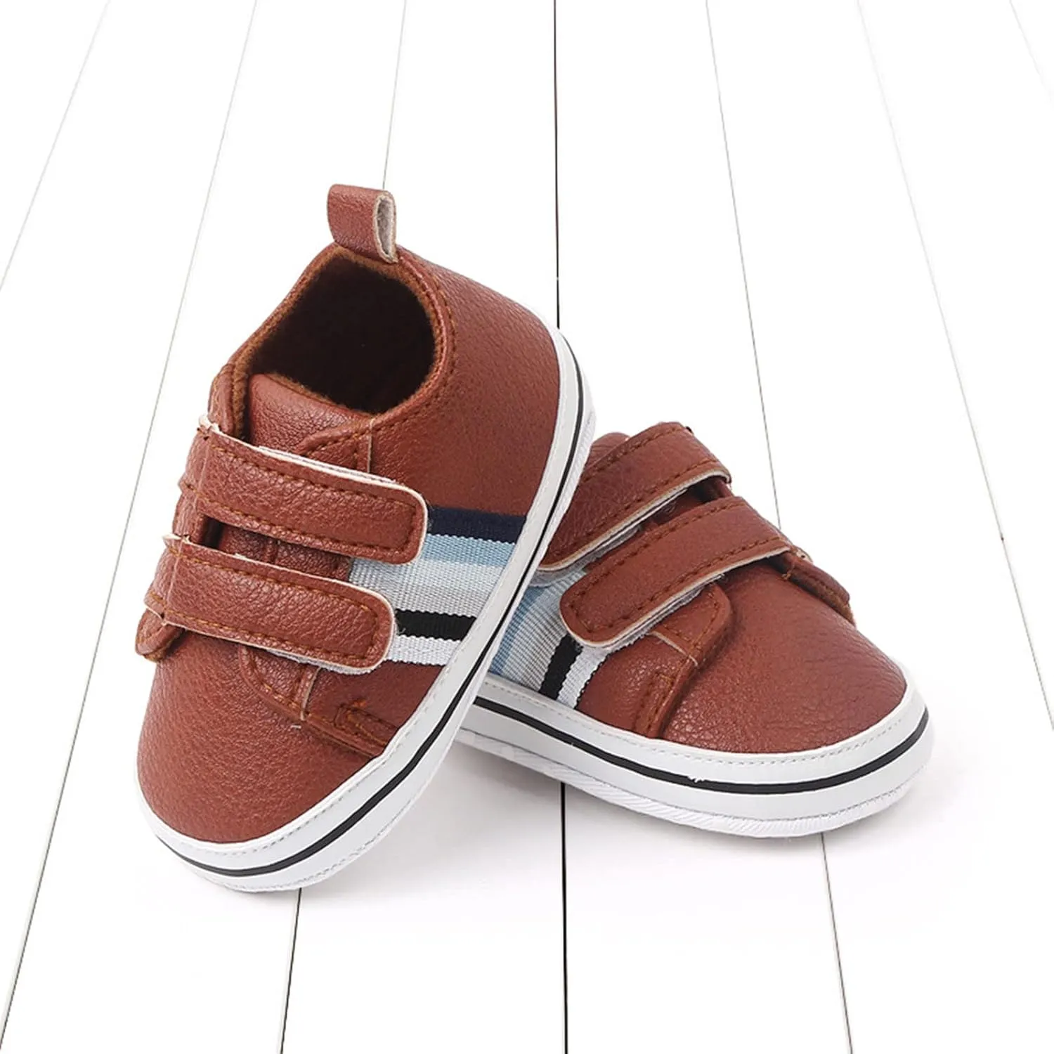 Baby Boys Girls Double Strap Leather Prewalker Sneakers Toddler Infant Anti-Slip Soft Lightweight Sprinkles Women Shoes