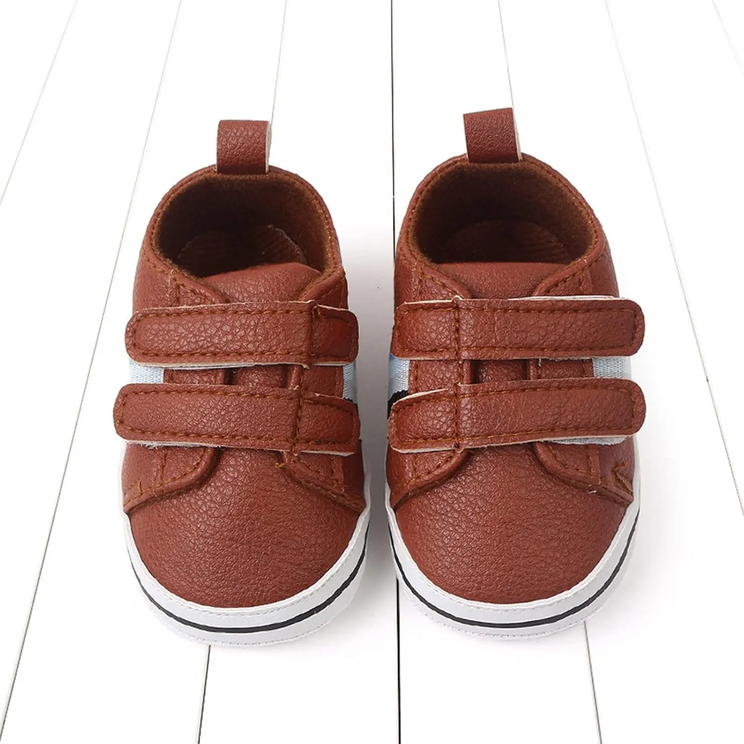 Baby Boys Girls Double Strap Leather Prewalker Sneakers Toddler Infant Anti-Slip Soft Lightweight Sprinkles Women Shoes