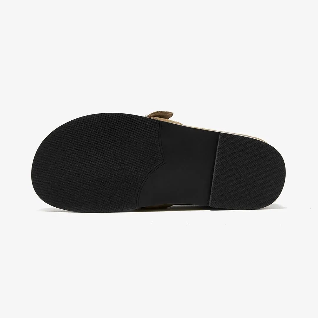 BEAU TODAY Suede Leather Loafers Women, Women??s Slip On Wide Width Loafers Flats Shoes, Footbed Comfortable Casual Dress Potato Shoes with Arch Support and Adjustable Buckle