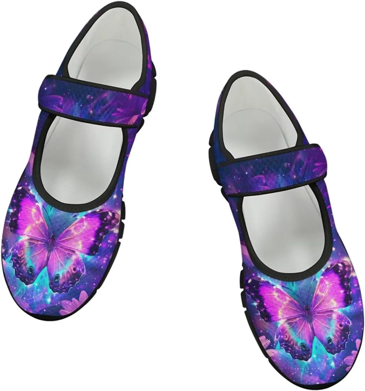 Binienty Women's Ankle Strap Mary Janes Round Toe Mesh Ballet Flats Memory Foam Walking Sneakers