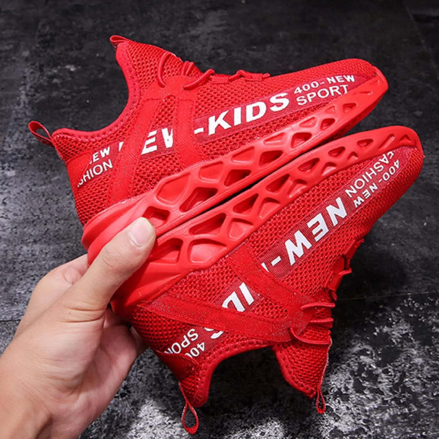 Boys and Girls Sneakers Breathable Double mesh Woven Running Shoes