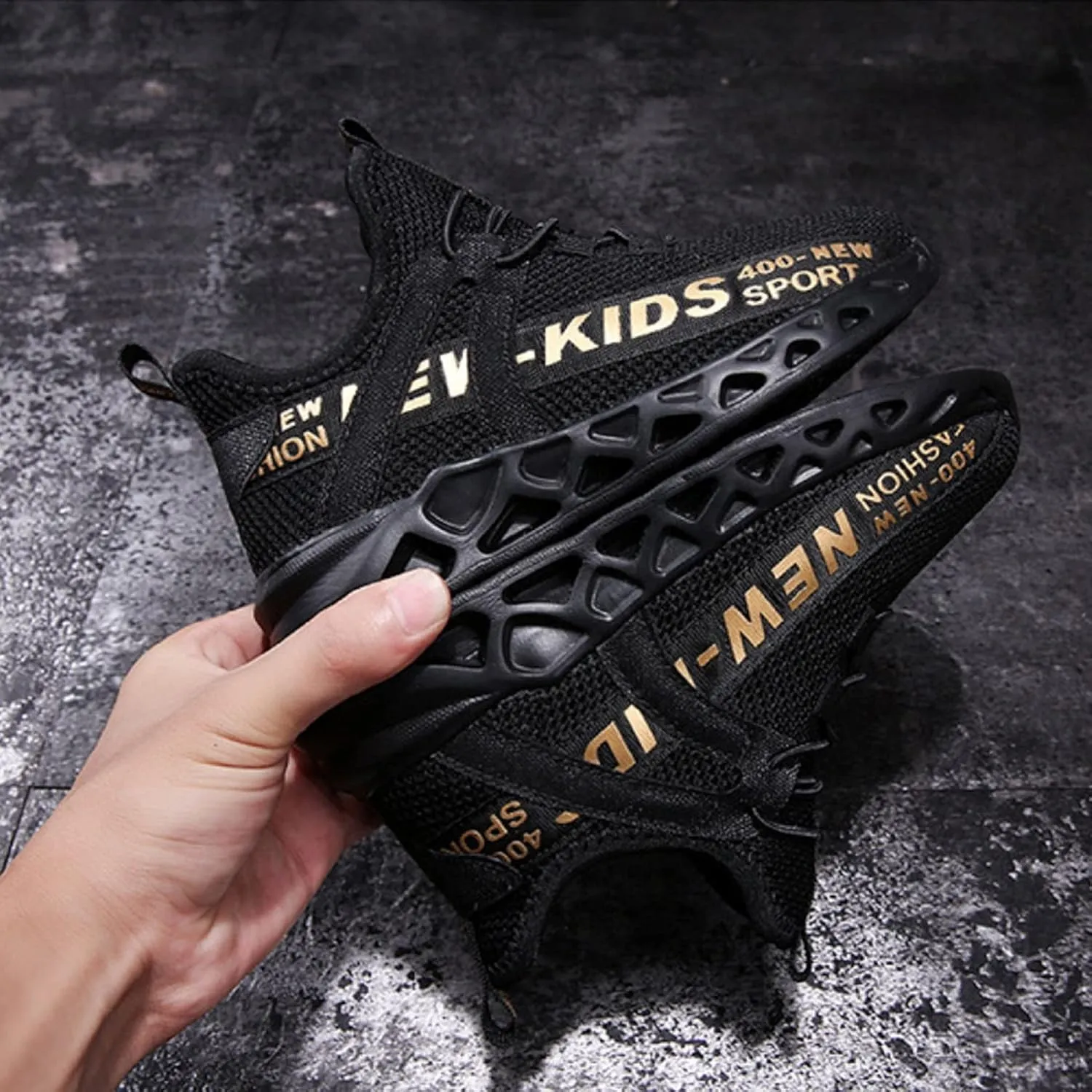 Boys and Girls Sneakers Breathable Double mesh Woven Running Shoes