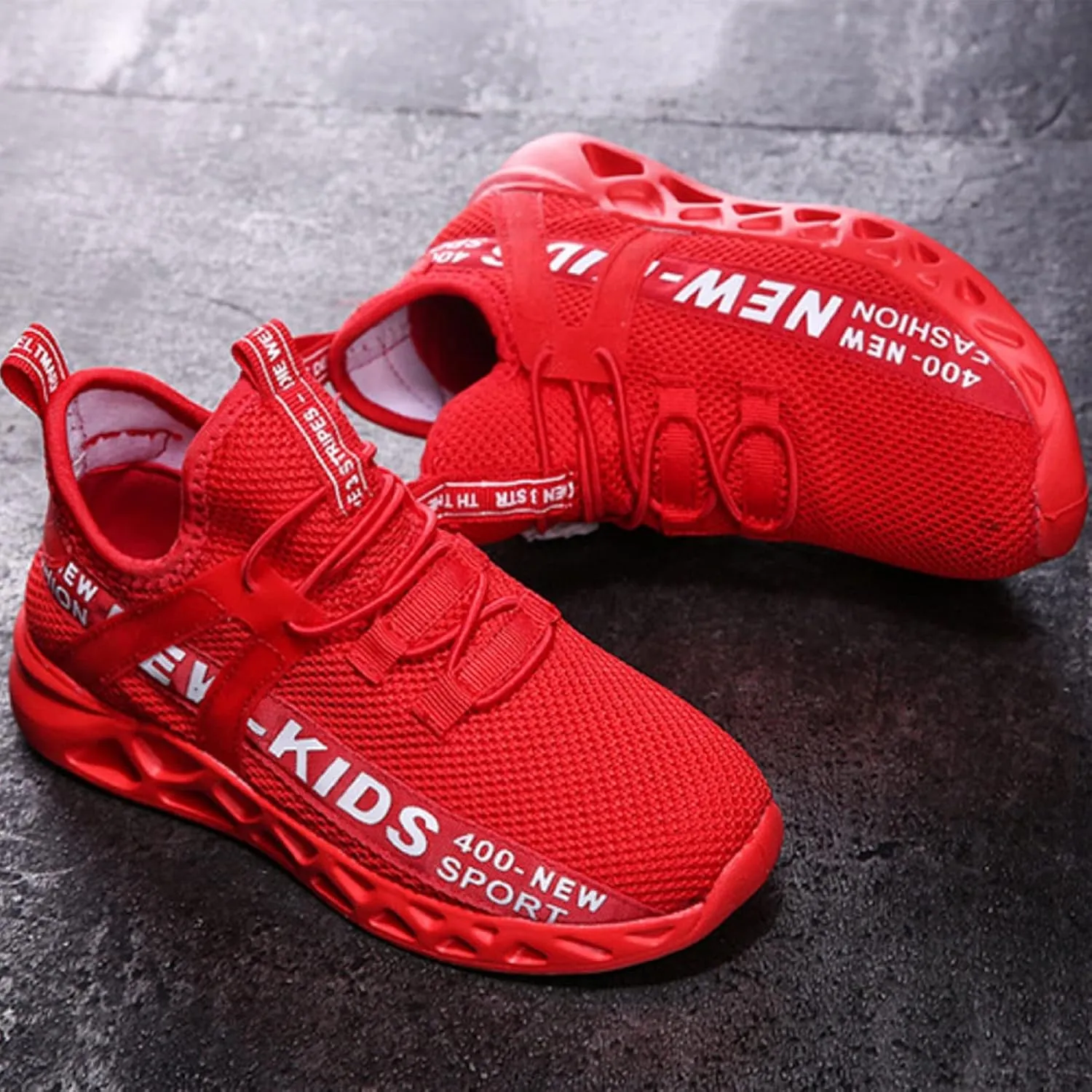 Boys and Girls Sneakers Breathable Double mesh Woven Running Shoes