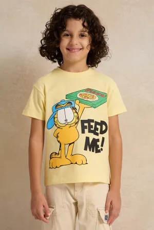 Boys Yellow Garfield Printed T-Shirt