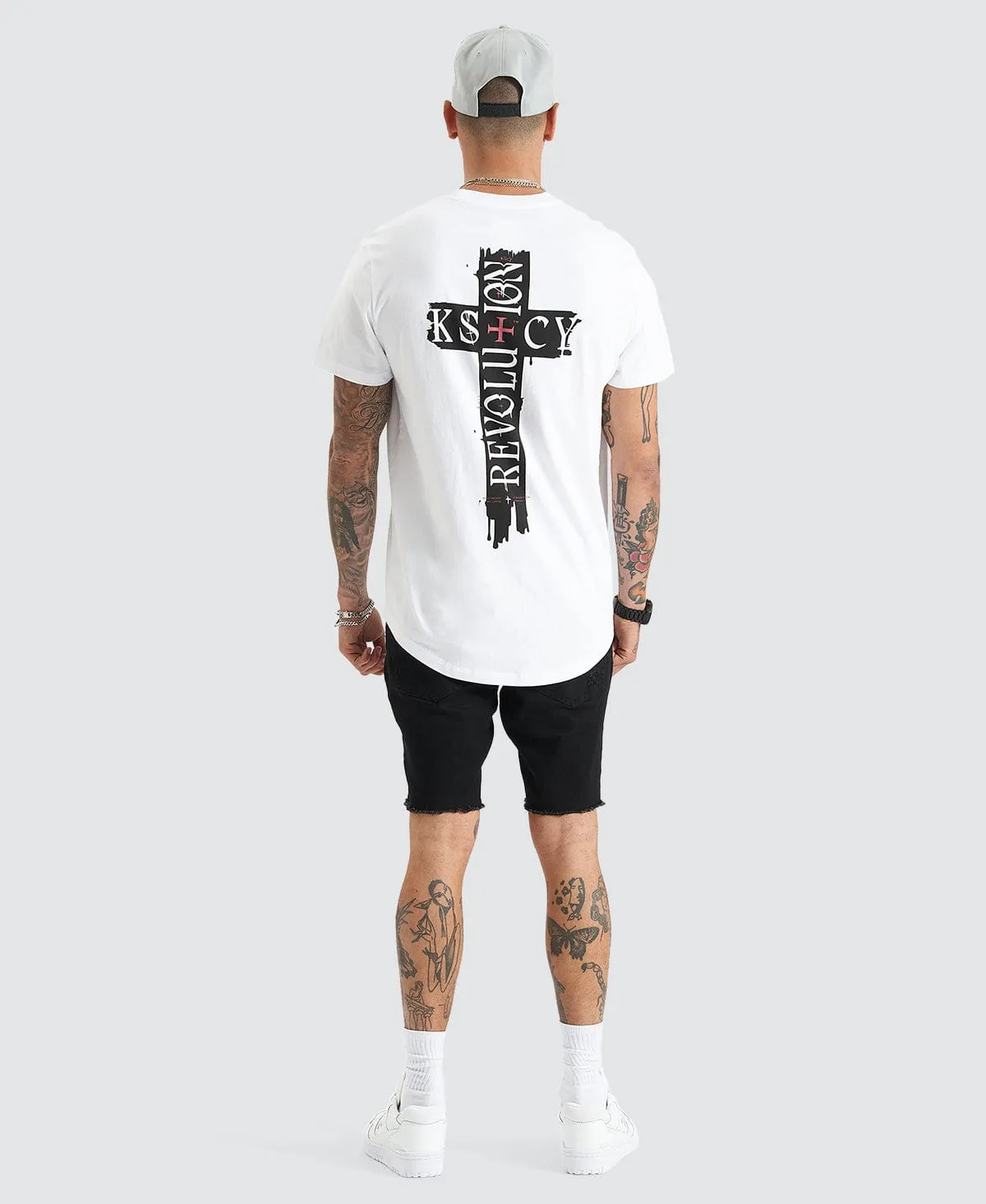 Cadden Dual Curved Tee White