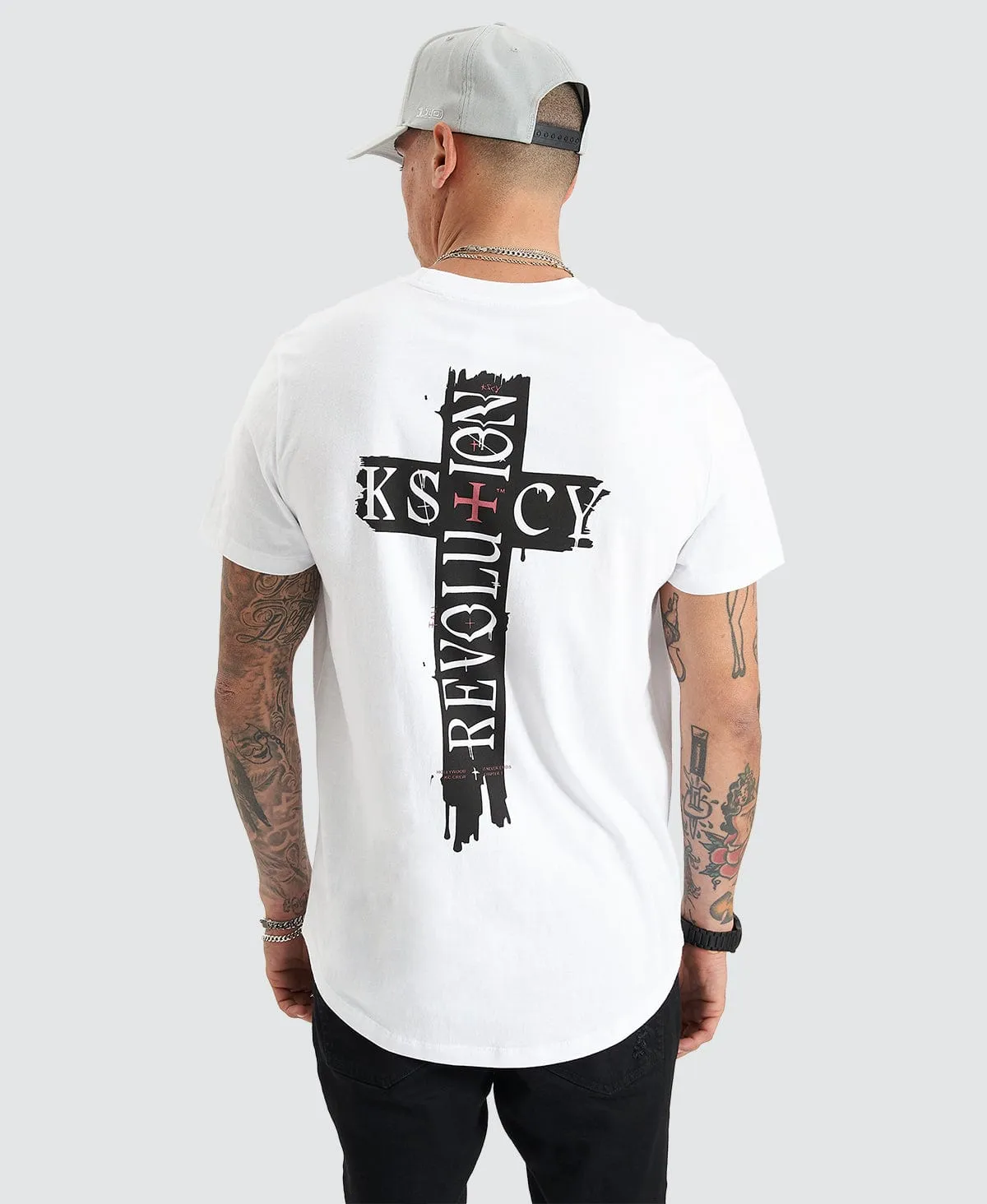 Cadden Dual Curved Tee White
