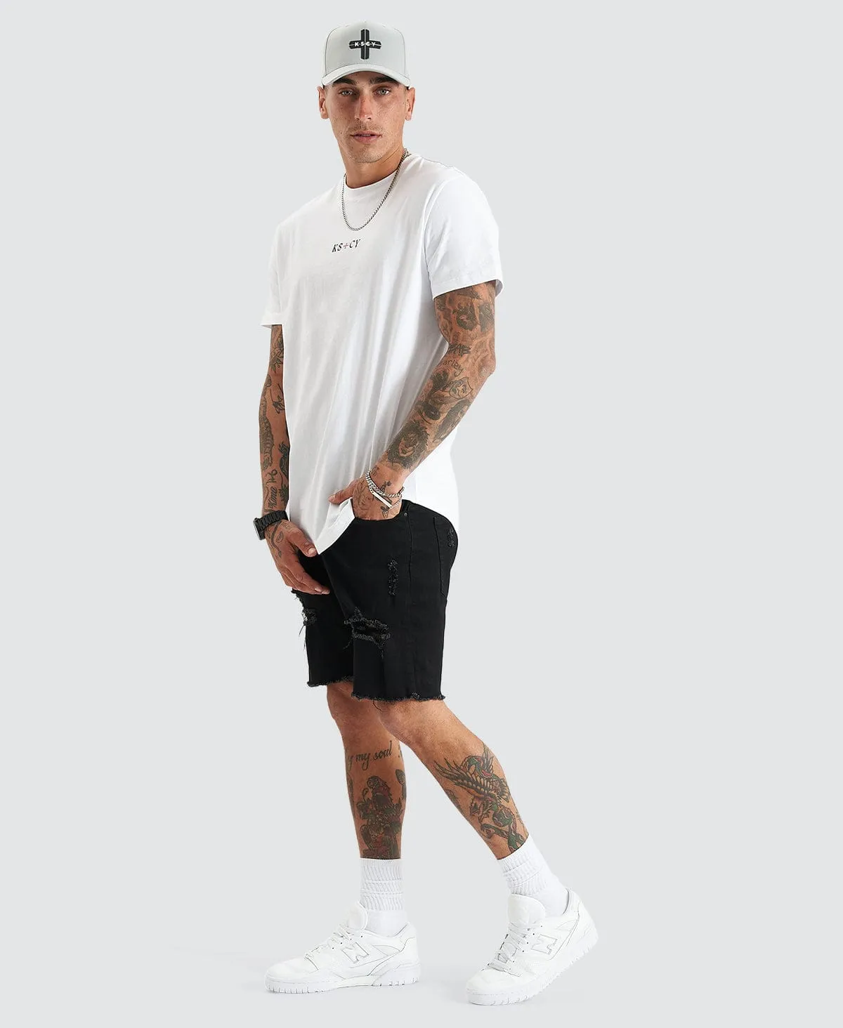 Cadden Dual Curved Tee White