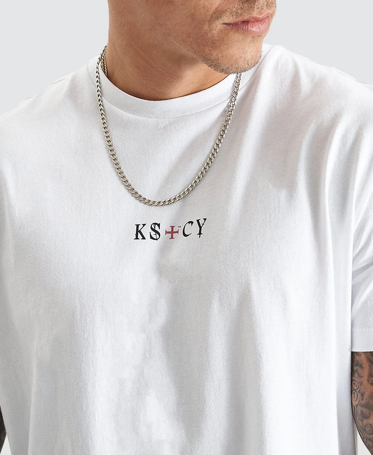 Cadden Dual Curved Tee White