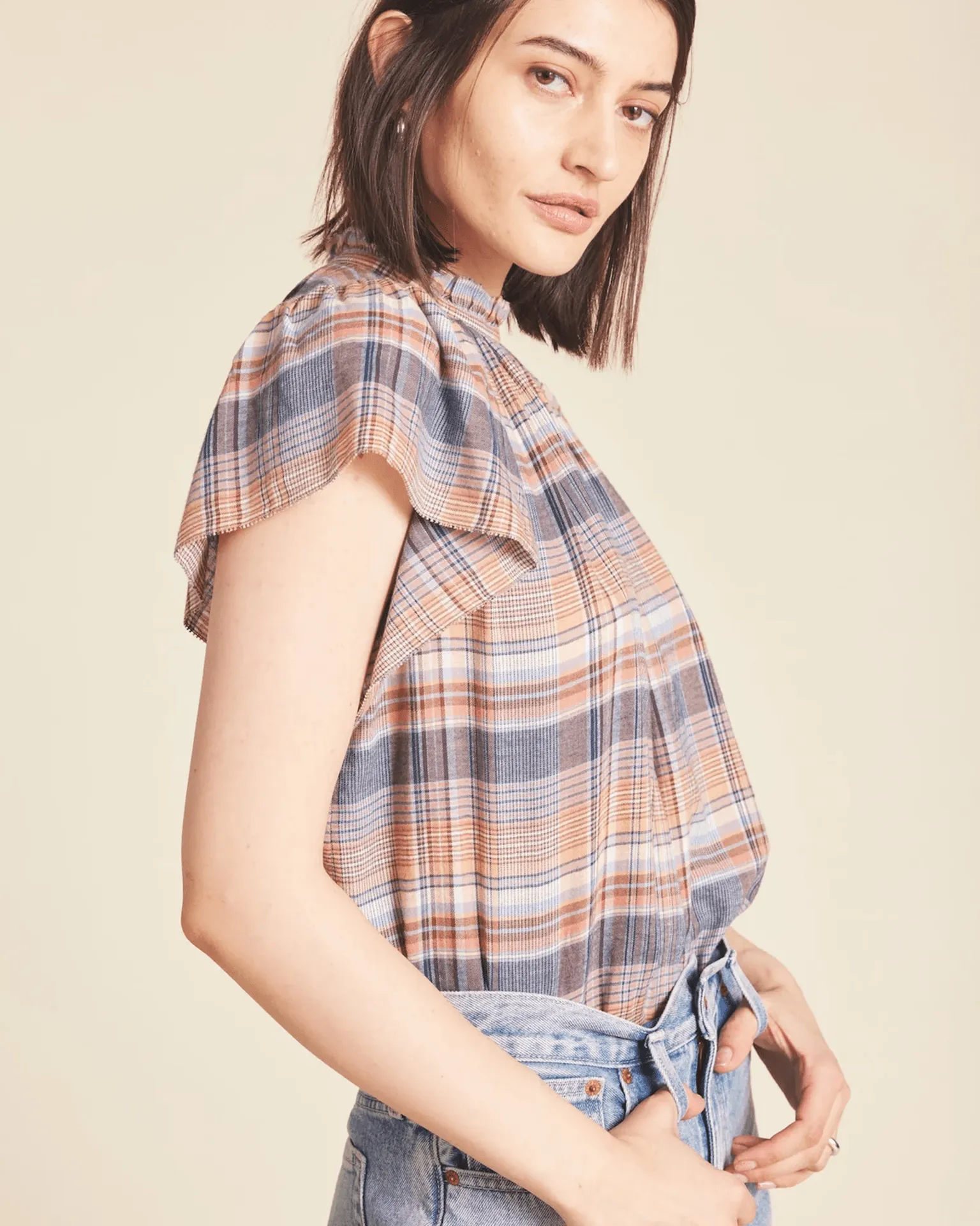 Carla Blouse in Eclipse Plaid