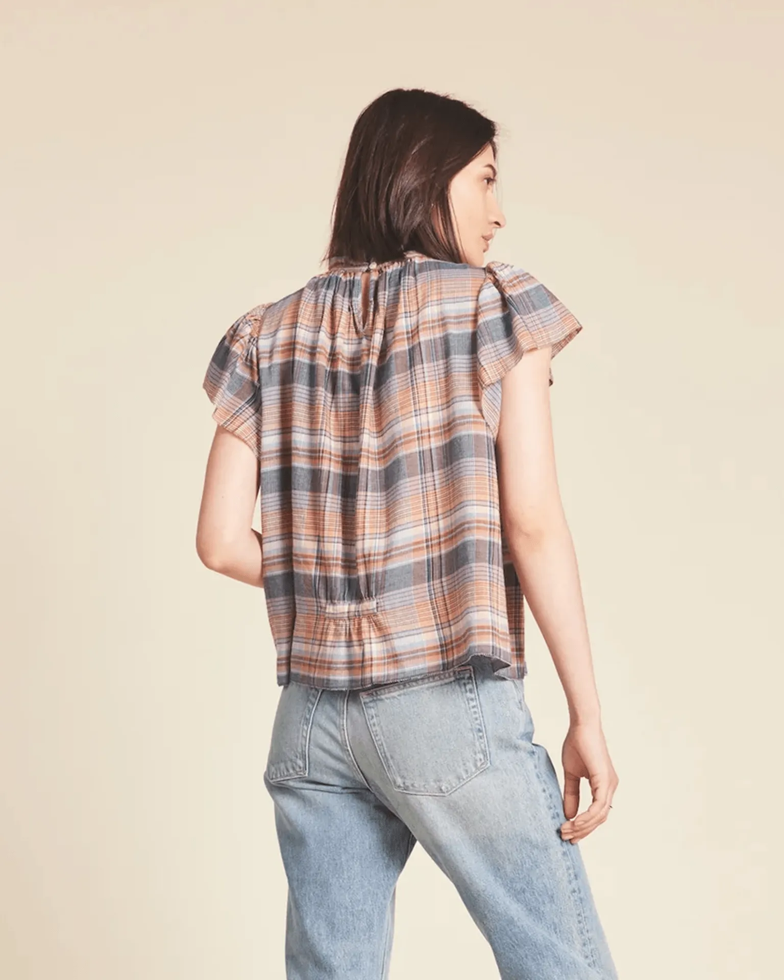 Carla Blouse in Eclipse Plaid
