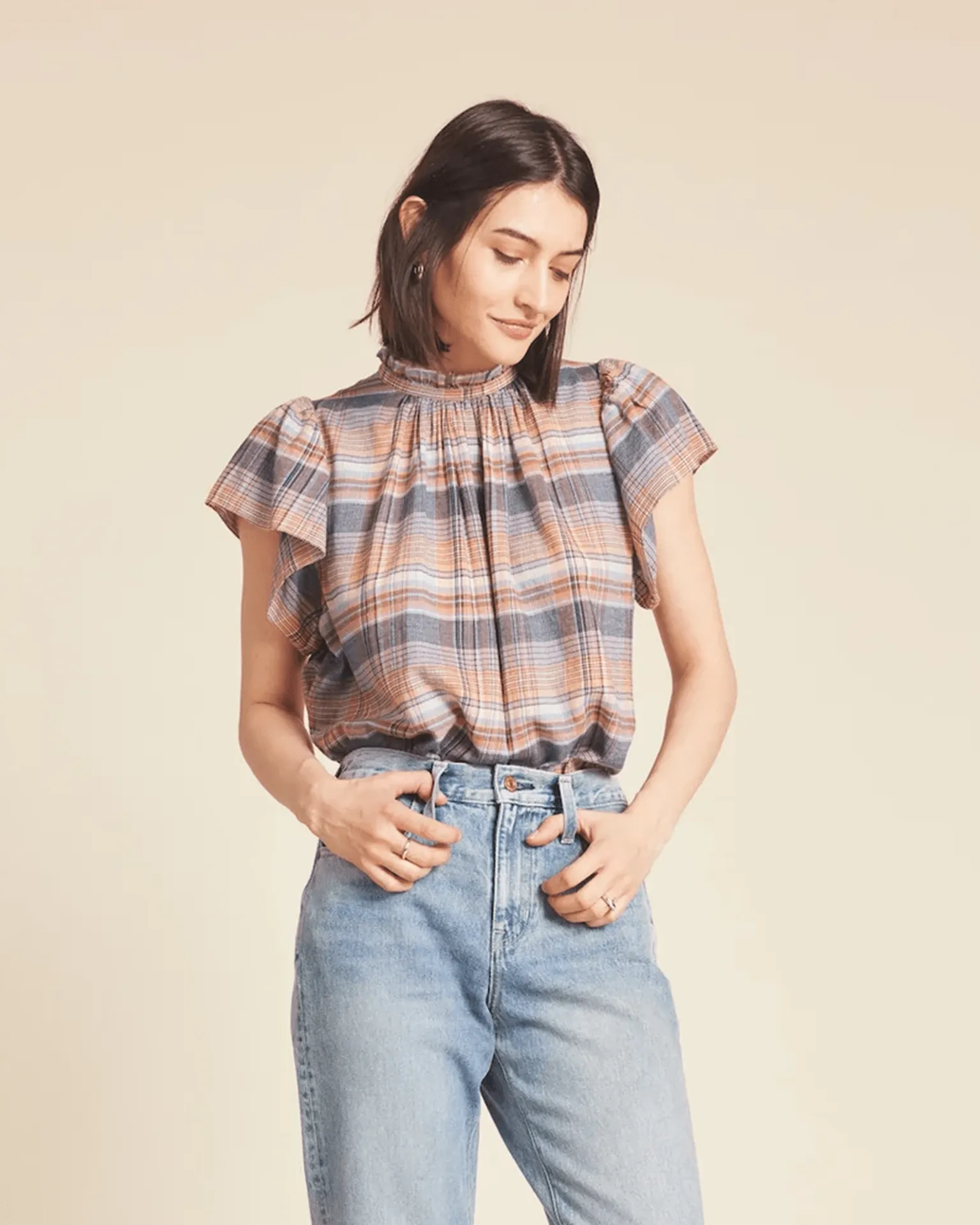 Carla Blouse in Eclipse Plaid