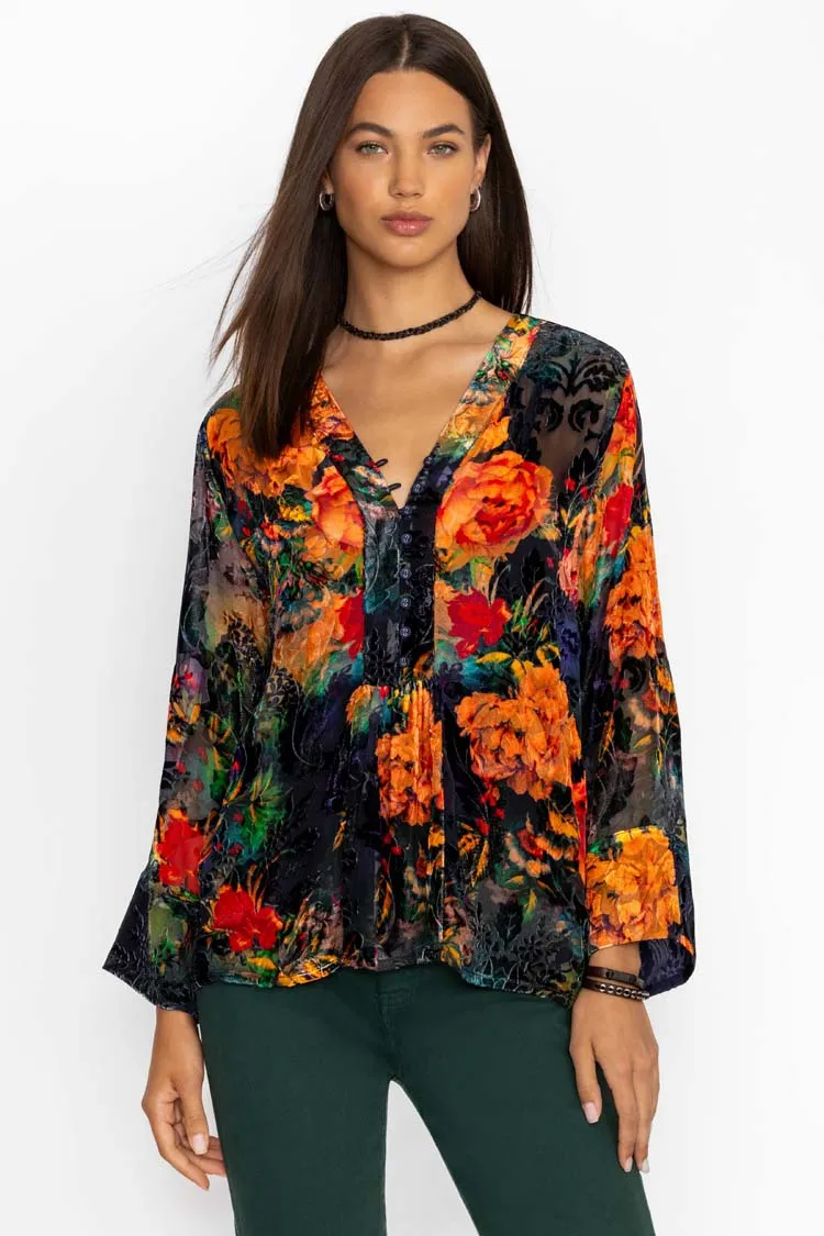 Catalina Blue Botina Burnout Blouse