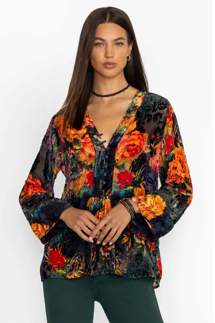 Catalina Blue Botina Burnout Blouse