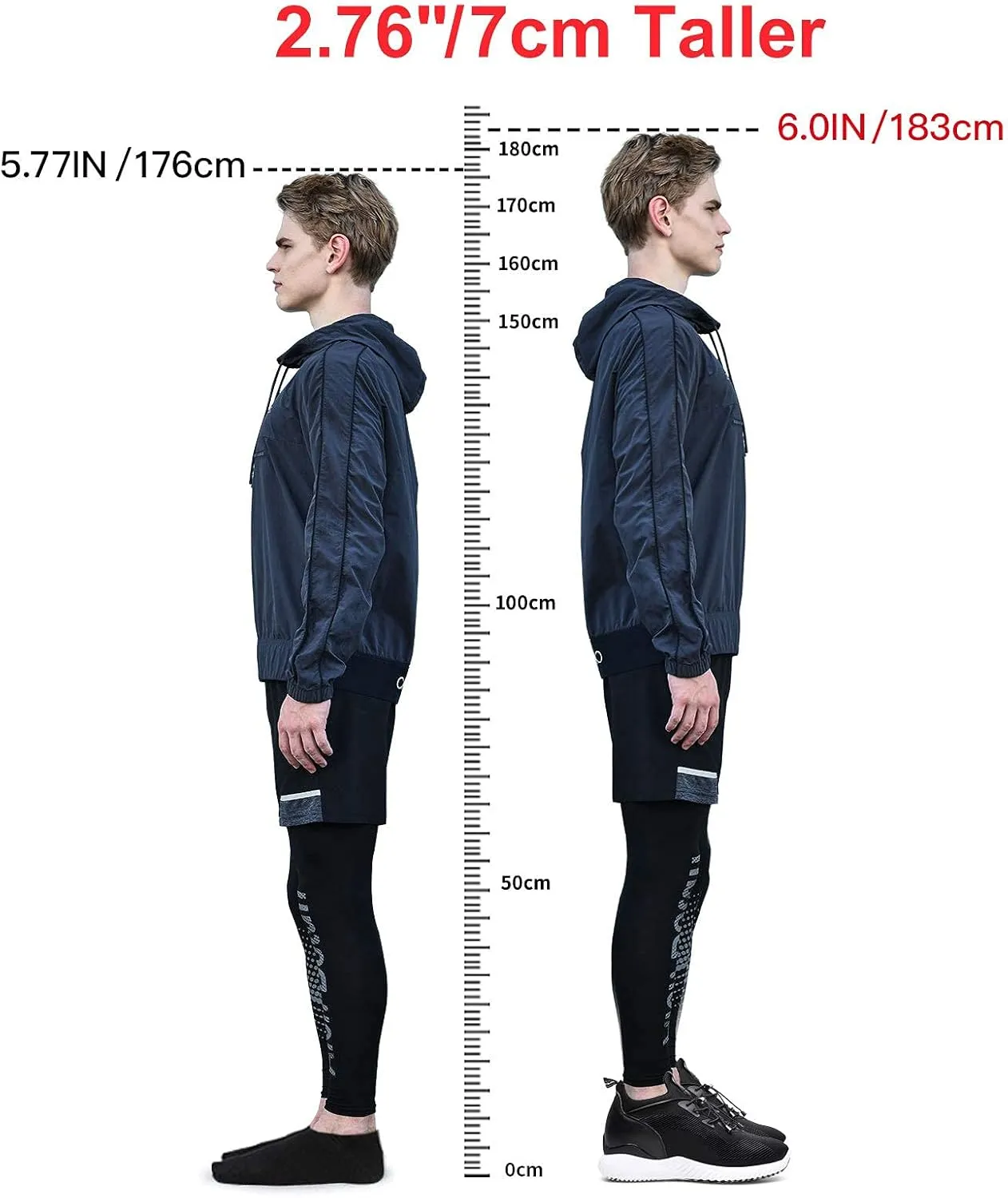 CHAMARIPA Men's Invisible Height Increasing Elevator Sneakers, Casual Fashion Hidden Heel Knit Shoes - Stylish, Comfortable, and Breathable 2.36"/ 2.76"/ 3.15" Inches Taller Handcrafted