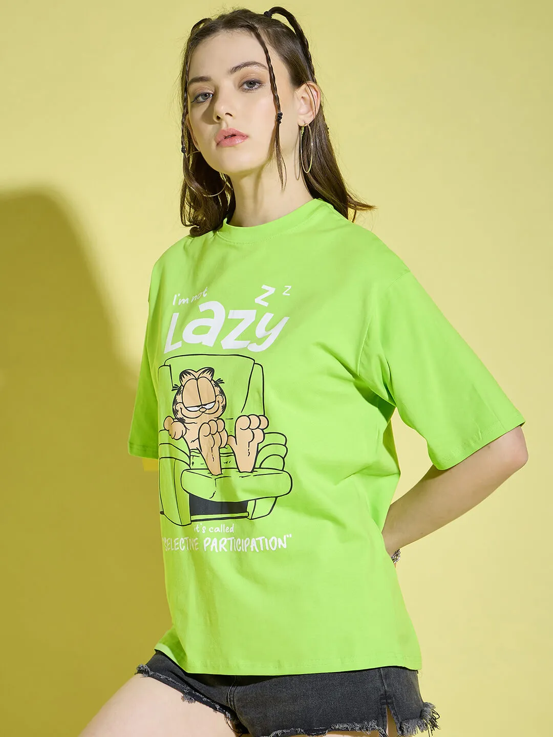 Cotton Oversized Baggy Fit Drop Shoulder Half Sleeve Women T-Shirts-3398-3400