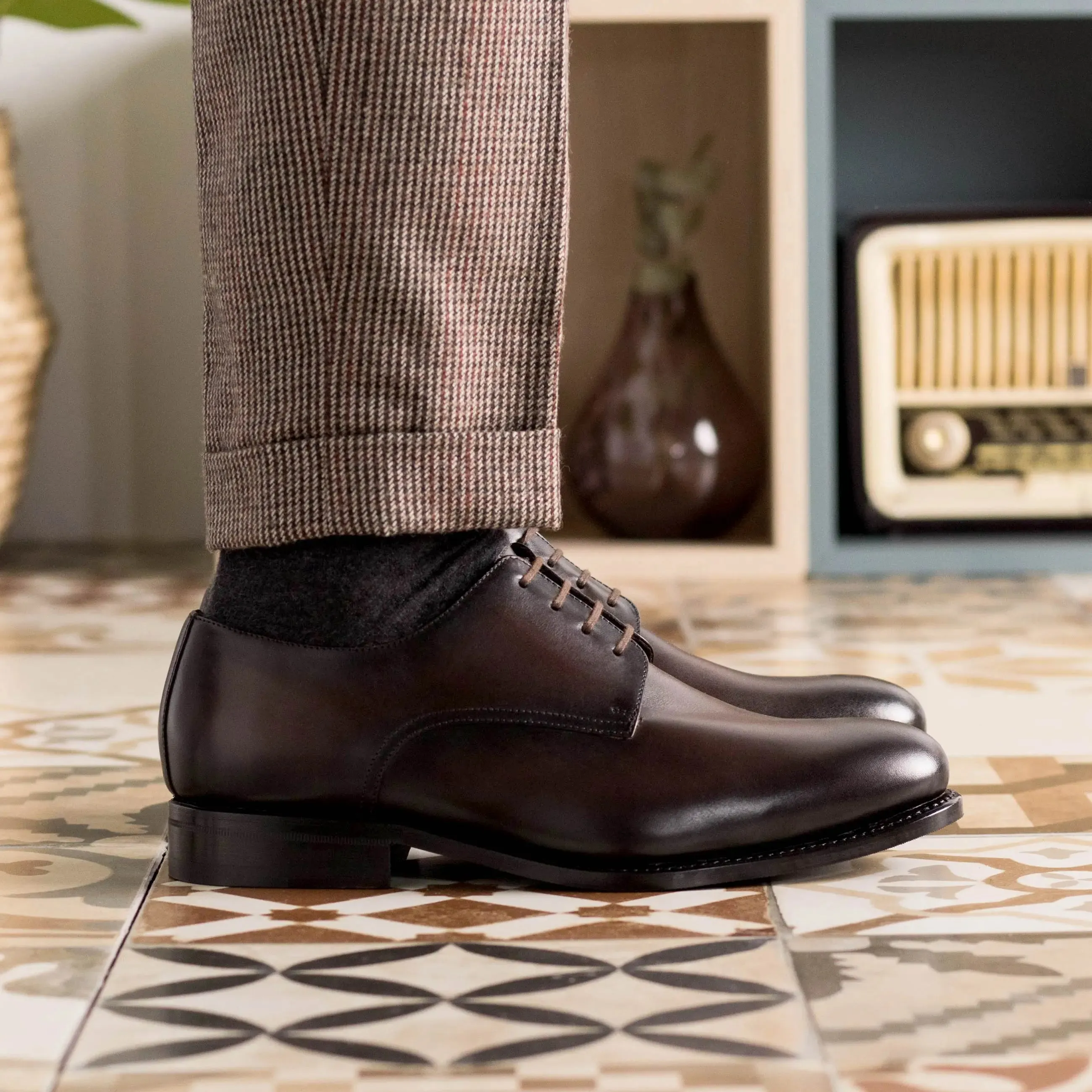 DapperFam Vero in Dark Brown Men's Italian Leather Derby