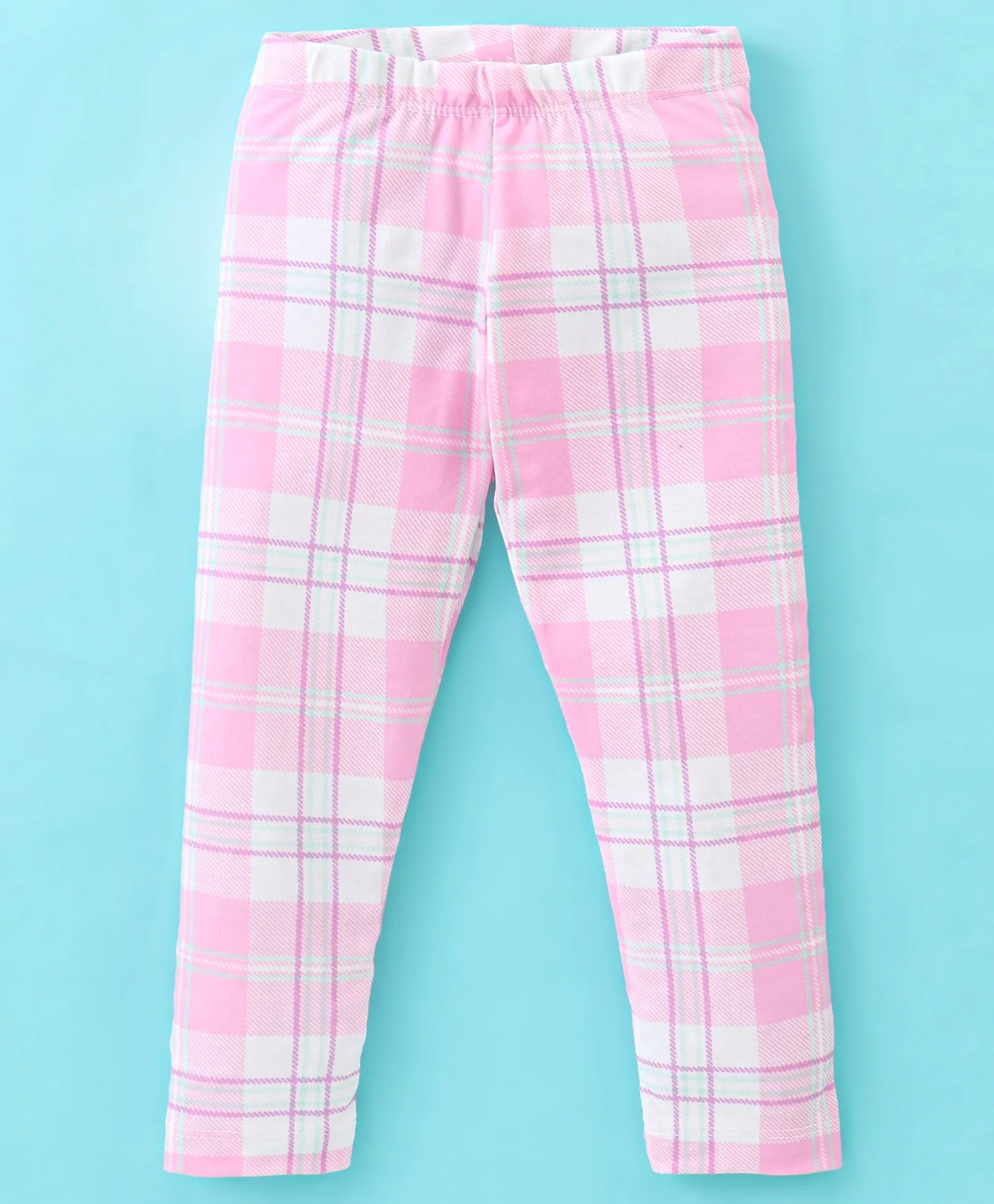 Denim Look Frilled Top Check Leggings Set