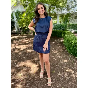 Desiree Muscle Tee Cargo Dress - Navy - FINAL SALE