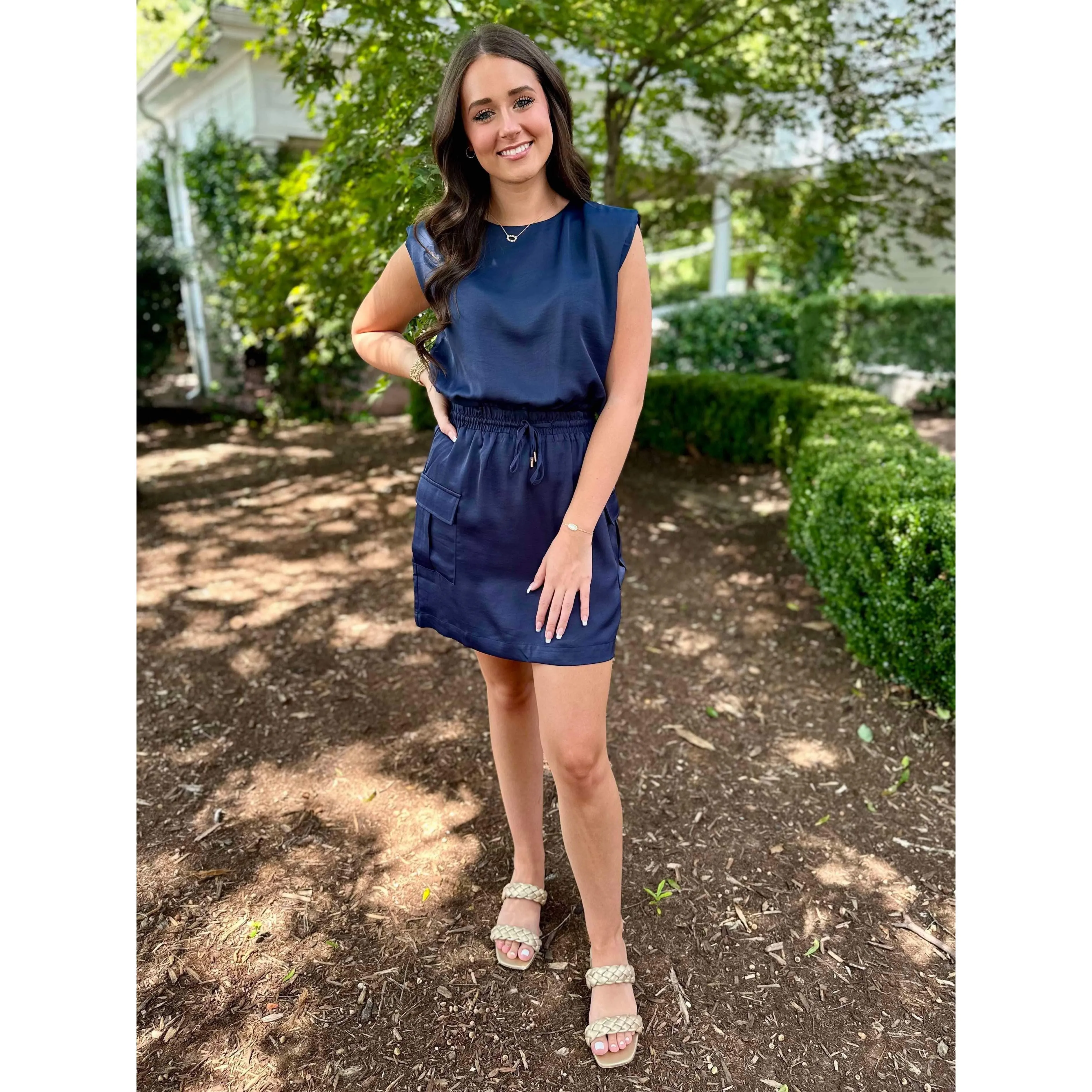 Desiree Muscle Tee Cargo Dress - Navy - FINAL SALE