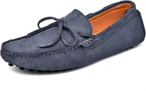 Easy to Put and Remove. Shoes Smoking Loafer for Men Deck Shoes 1-Eye Genuine Leather Stitching Details Suede Vamp Flexible Anti-Slip Flat Heel Driving Slip on for All Occasions