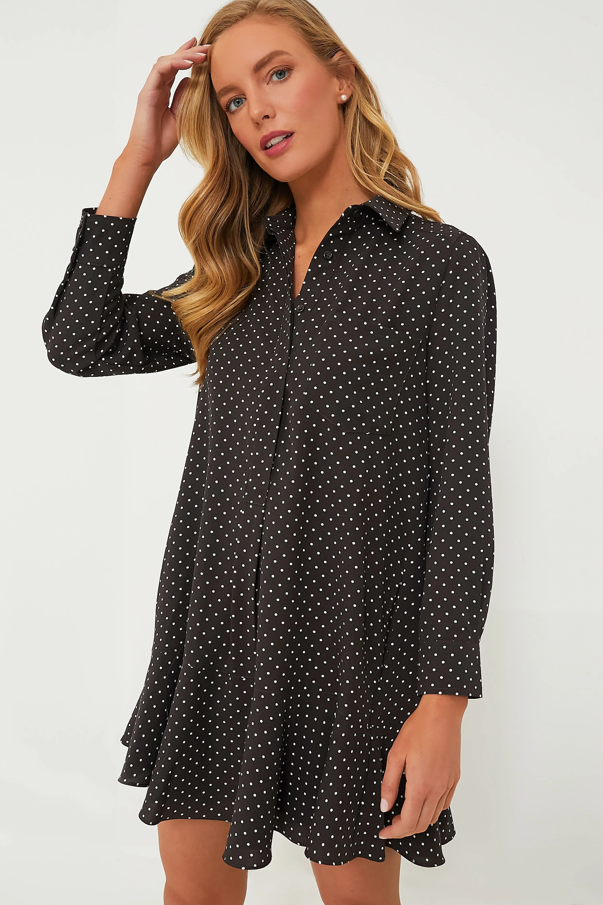 Espresso Dot Crepe Callahan Shirt Dress