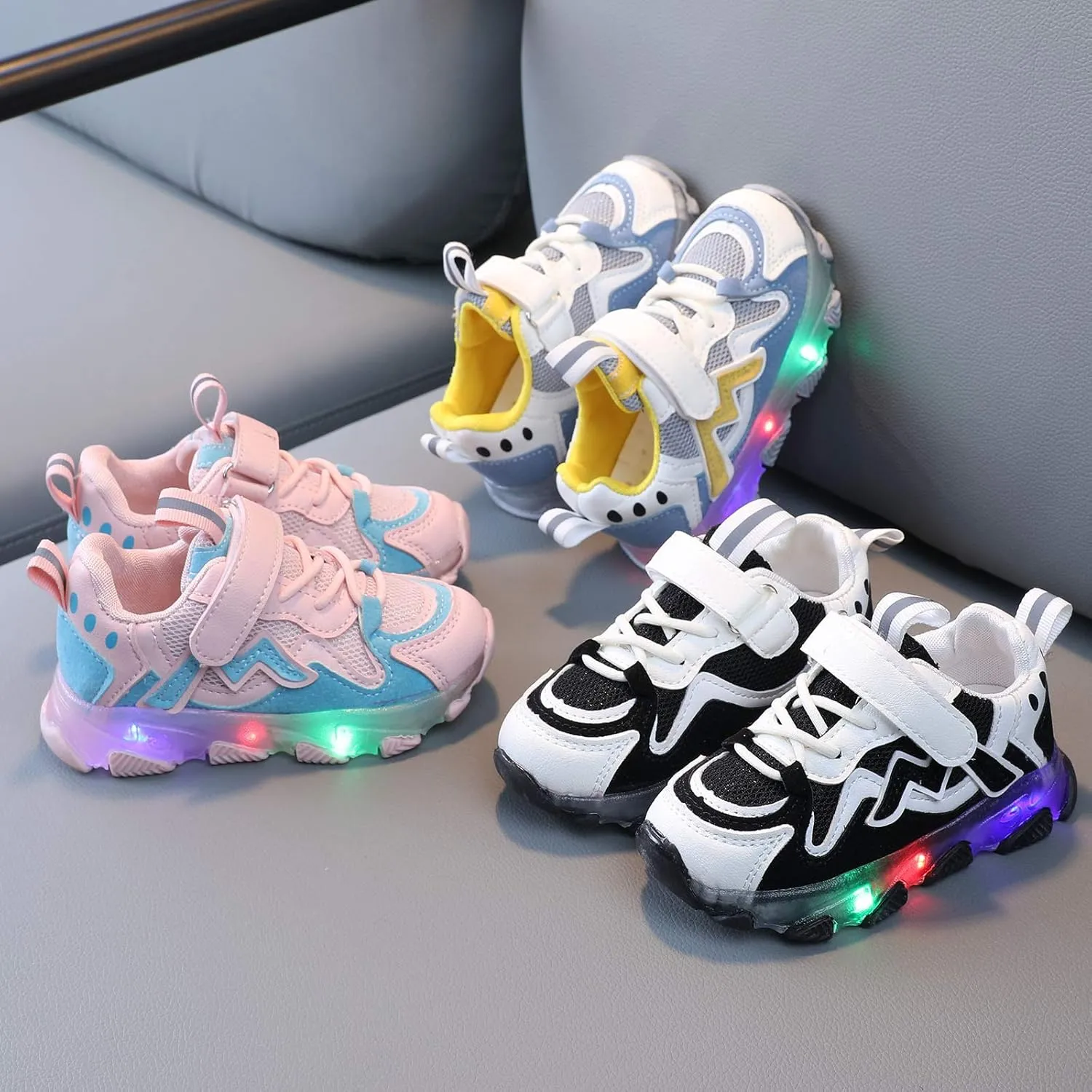 Fashion Baby Sneakers Running Sport Shoes Toddler Kids Girls Led Light Luminous Running Sport Mesh Sneakers