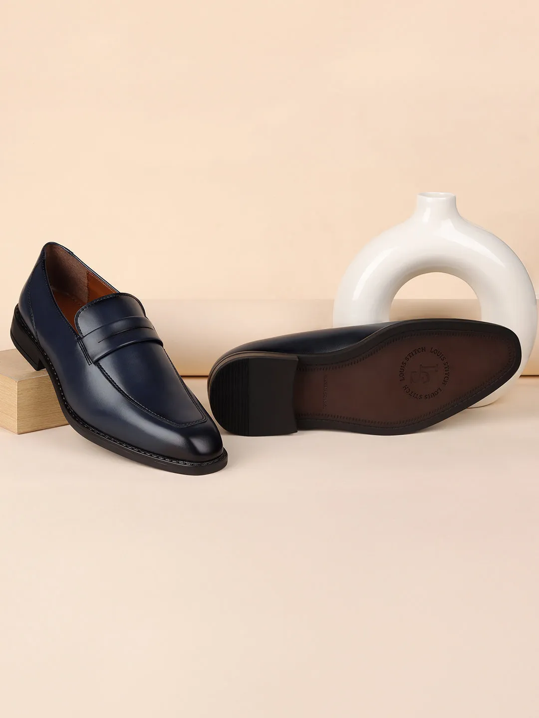 Federal Blue Handcrafted Dual Tone Moccasins Slipon