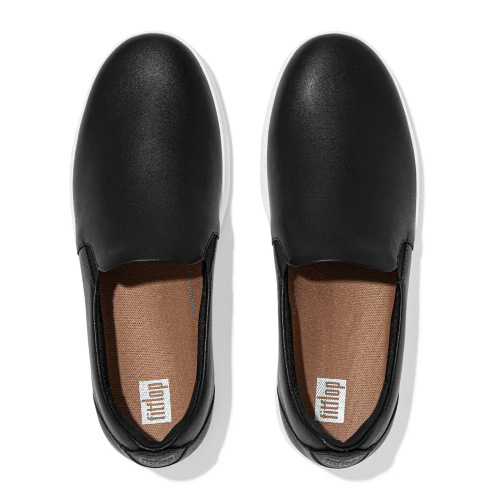 Fitflop Rally Leather Slip-On Skate Sneakers Black