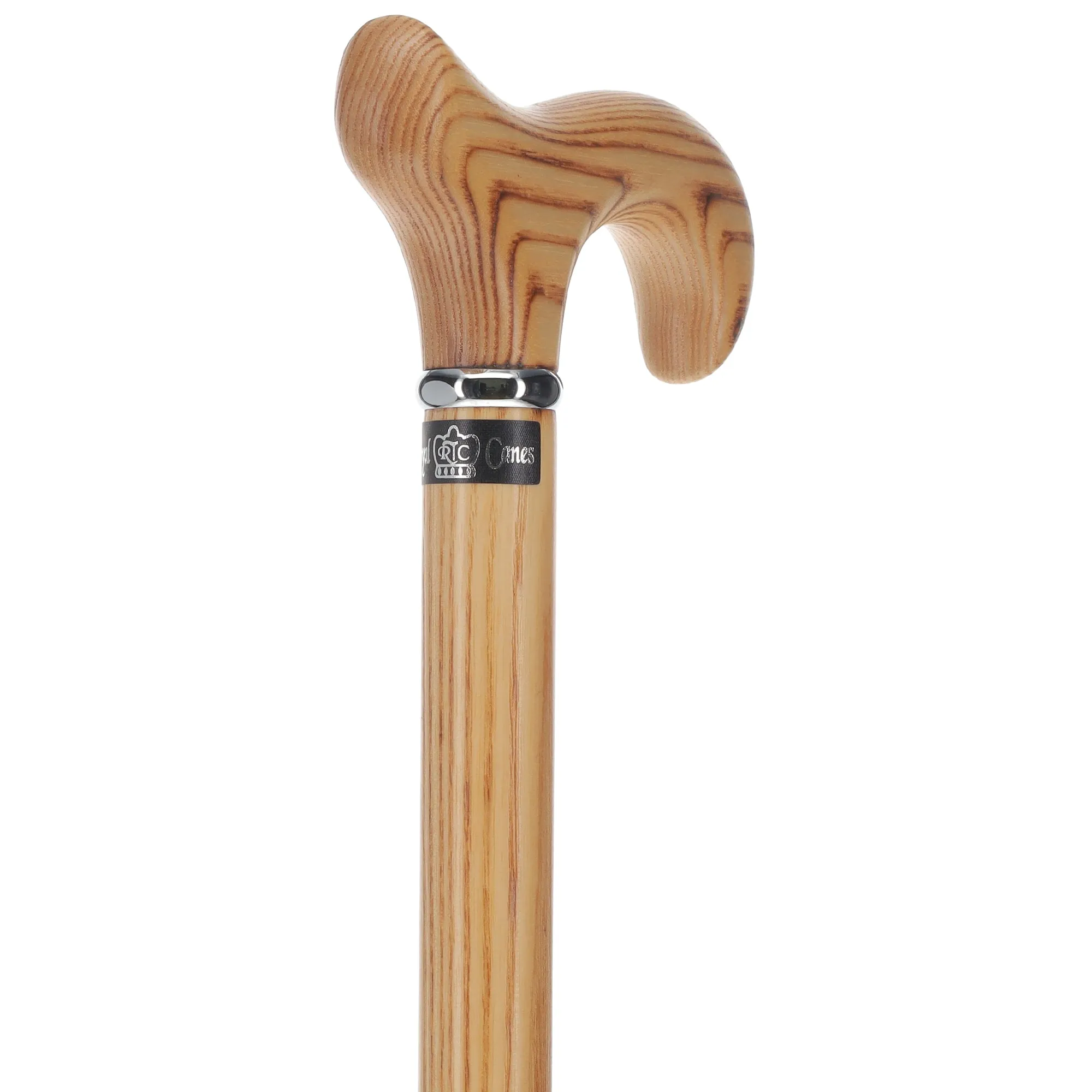 Flame Scorched Ash Derby Walking Cane: Enhanced Wood Grain