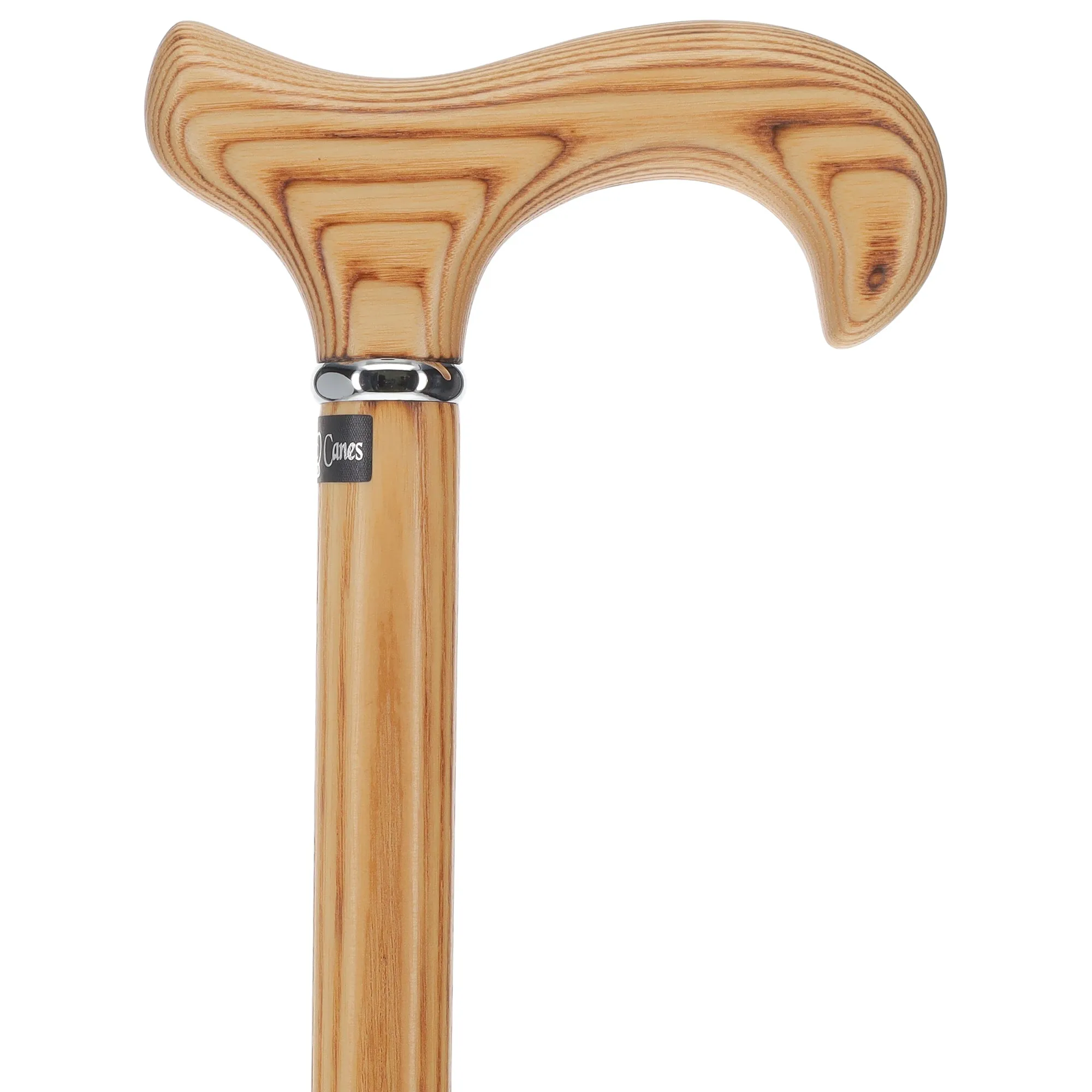 Flame Scorched Ash Derby Walking Cane: Enhanced Wood Grain
