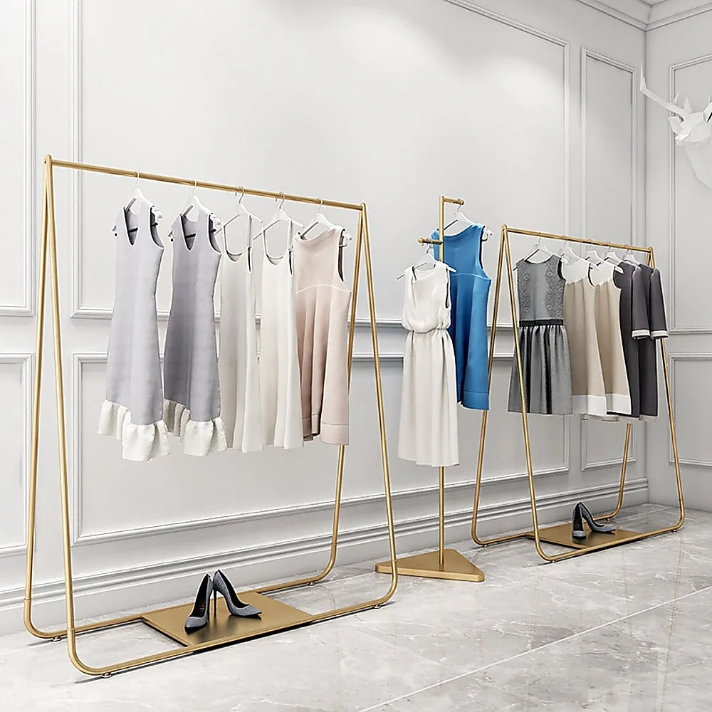 Garment Display Rack Gold Clothing Retail Shop Commercial