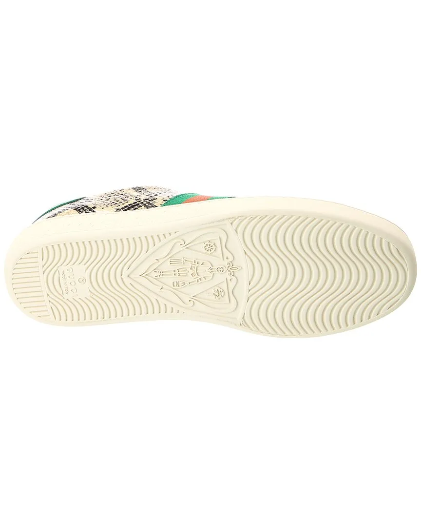 Gucci Ace Snake-Embossed Leather Sneaker