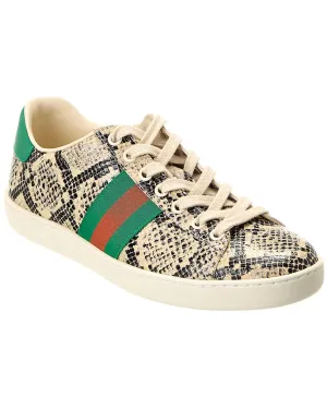 Gucci Ace Snake-Embossed Leather Sneaker