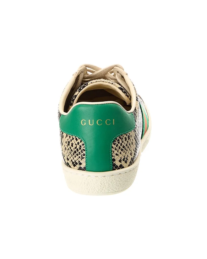 Gucci Ace Snake-Embossed Leather Sneaker