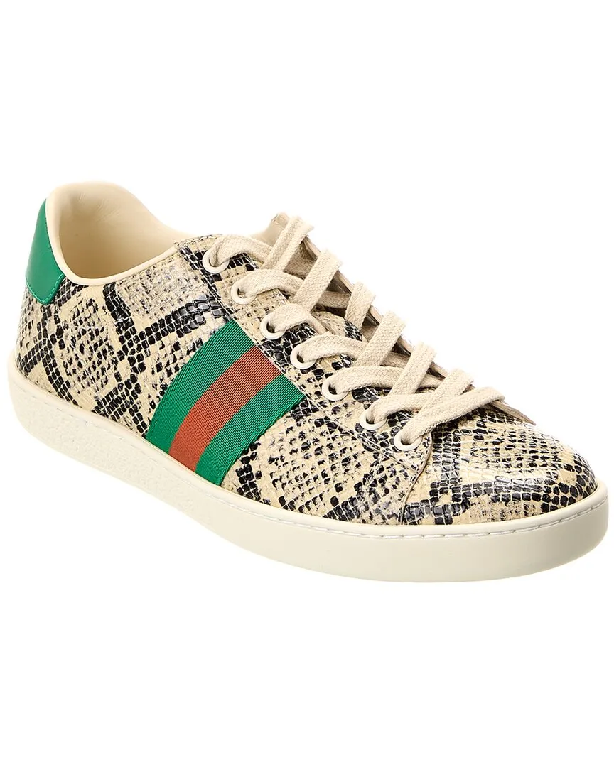 Gucci Ace Snake-Embossed Leather Sneaker