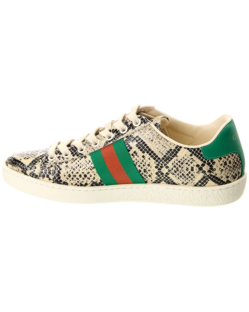 Gucci Ace Snake-Embossed Leather Sneaker