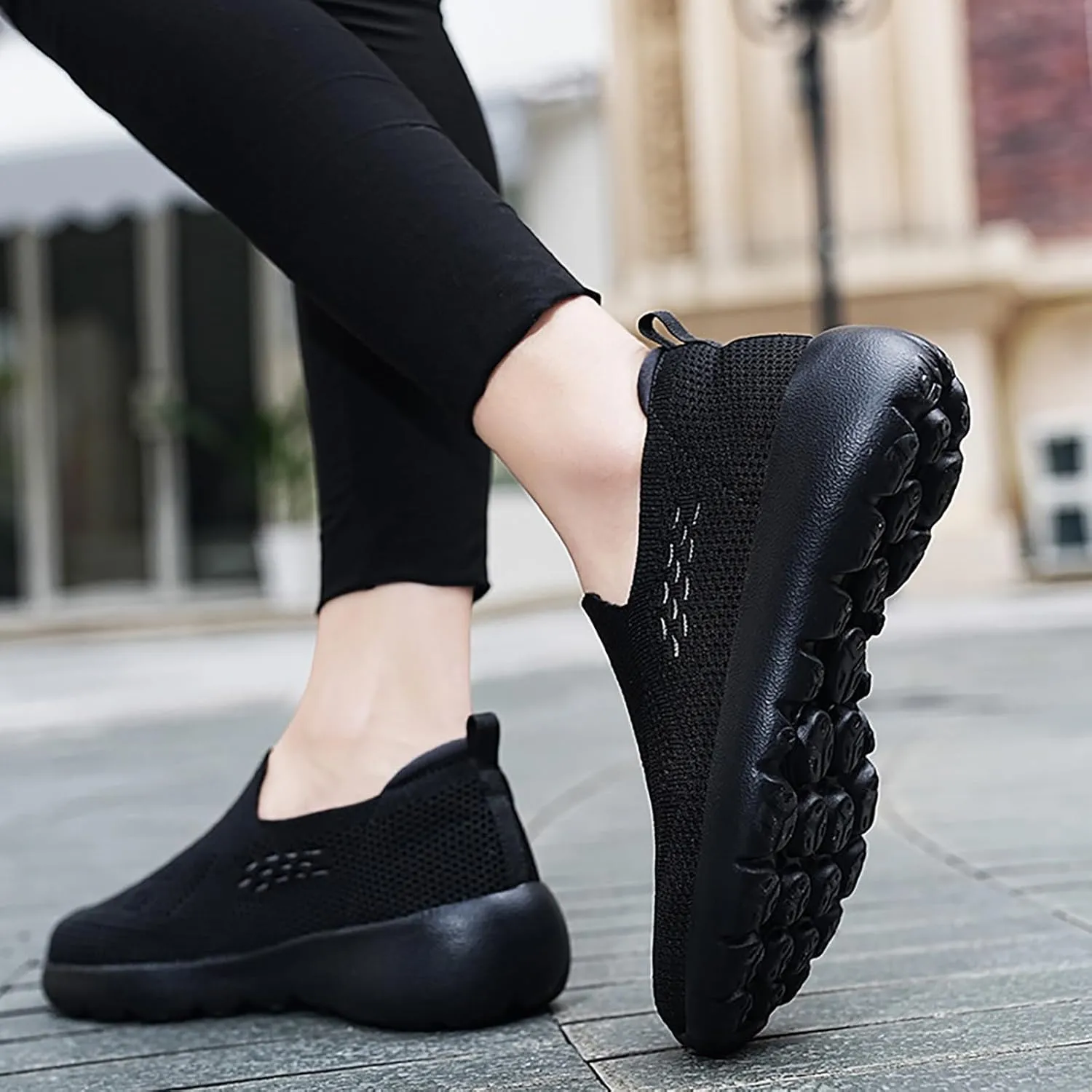 High Heel Sneakers for Women - Breathable Slip-On Wedge Shoes with Foam Cushioning