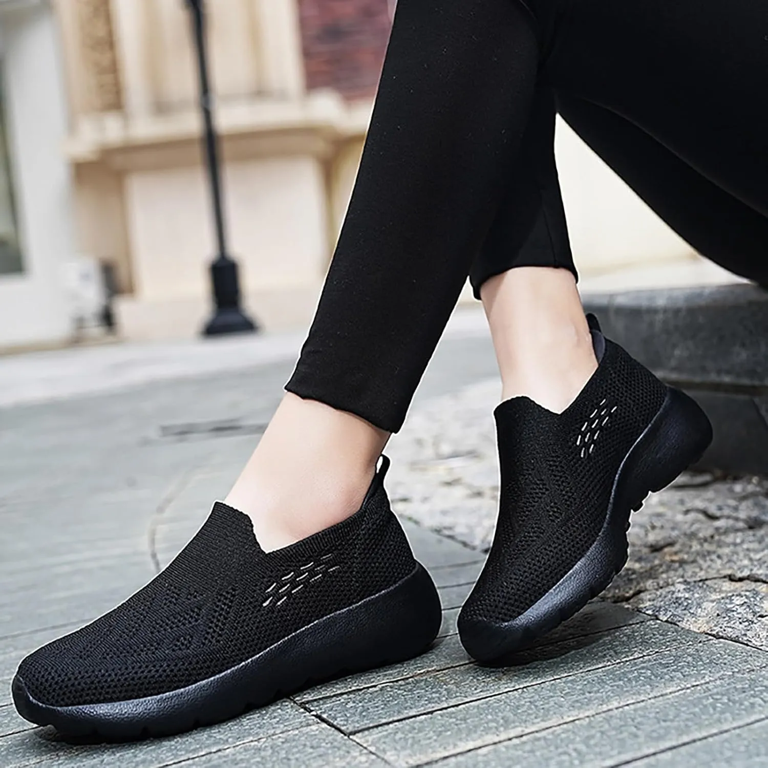 High Heel Sneakers for Women - Breathable Slip-On Wedge Shoes with Foam Cushioning