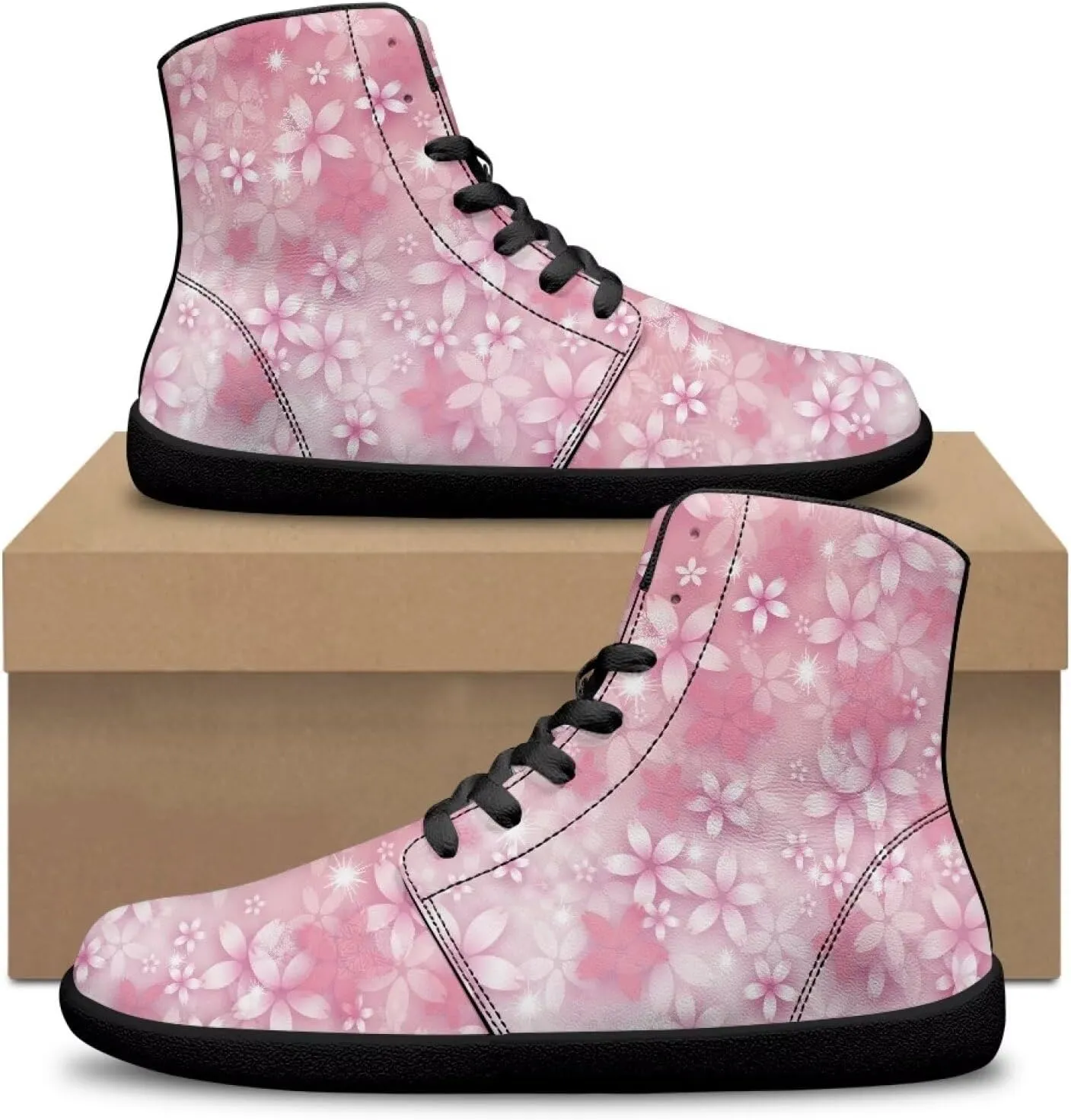 High Top Sneakers Women's Minimalist Barefoot Shoes | Zero Drop Sole | Wide Width Fashion Sneaker Size 36-48
