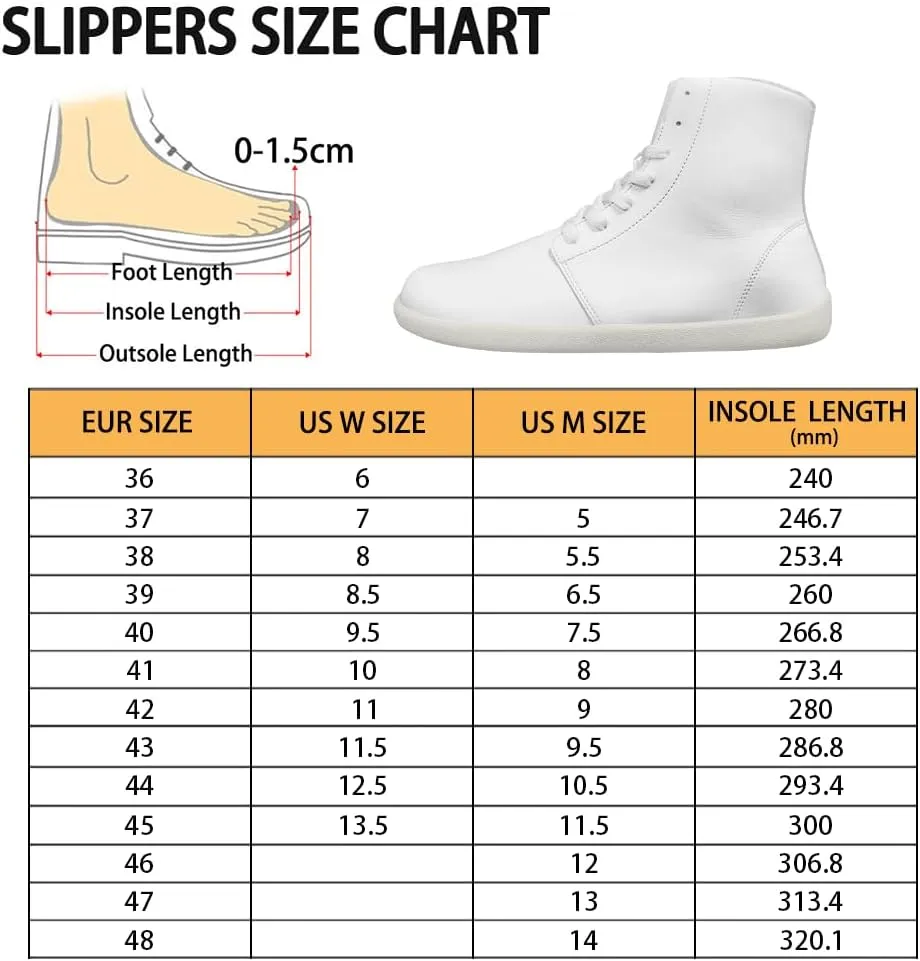 High Top Sneakers Women's Minimalist Trail Running Barefoot Shoes Wide Toe Box Zero Drop Size 36-48