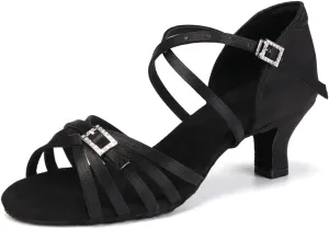 HROYL Women Latin Dance Shoes Professional Practice Performance Ballroom Salsa Dance Shoes