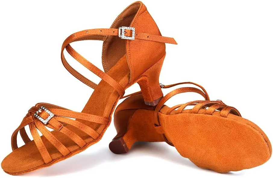 HROYL Women Latin Dance Shoes Professional Practice Performance Ballroom Salsa Dance Shoes