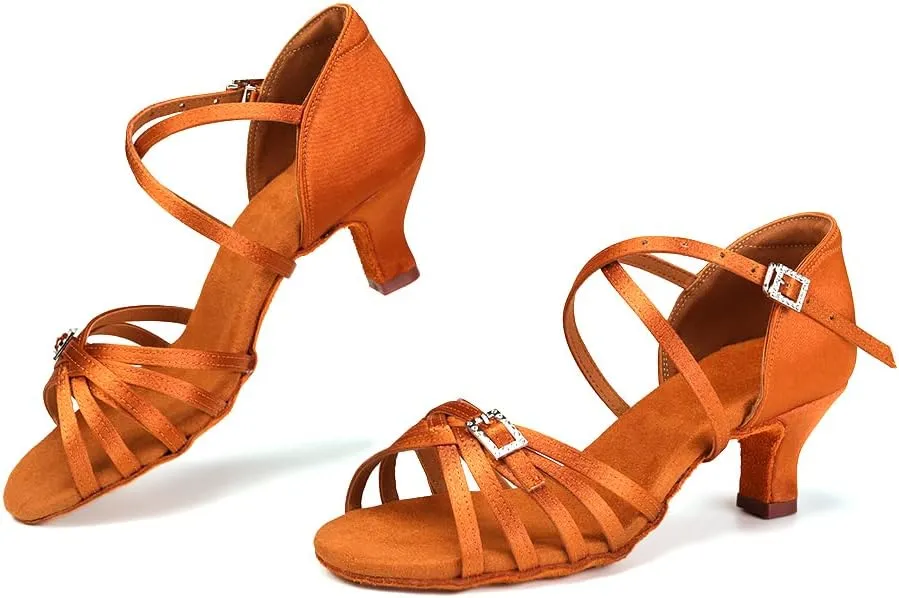 HROYL Women Latin Dance Shoes Professional Practice Performance Ballroom Salsa Dance Shoes